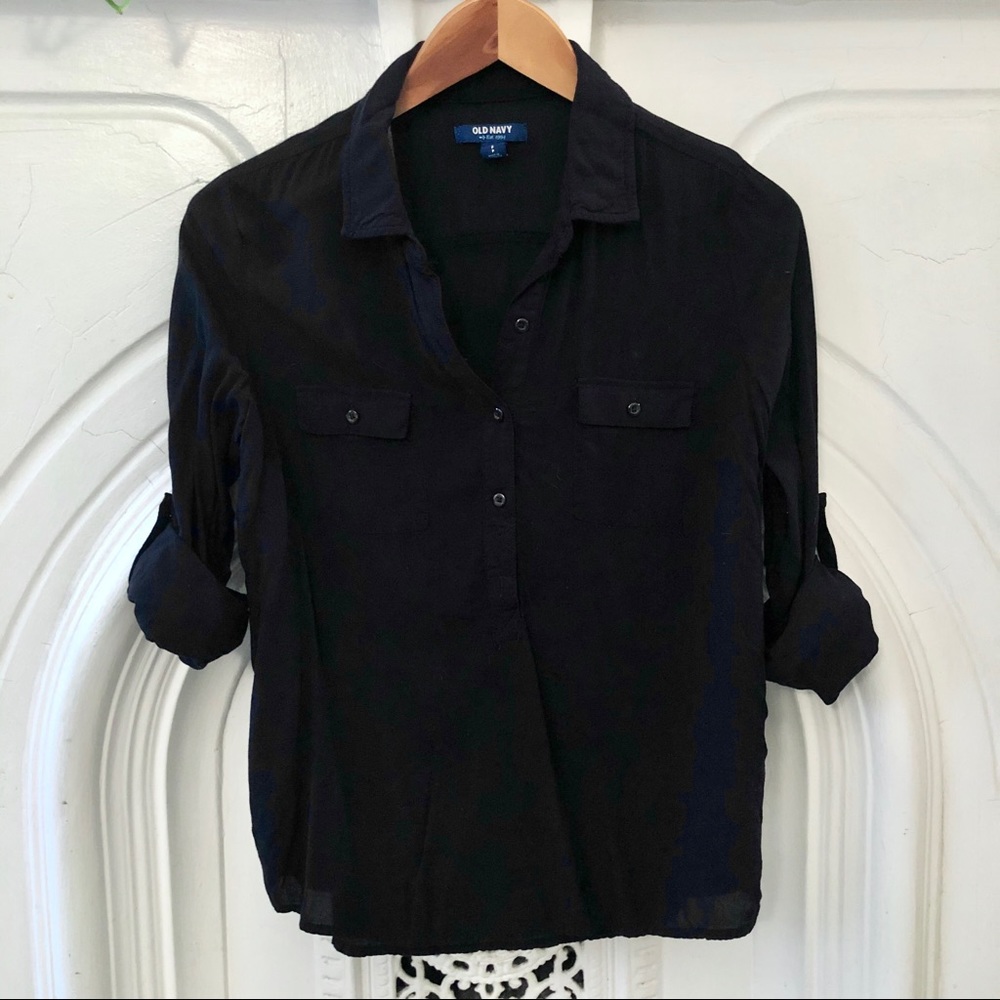 Button down black collared shirt